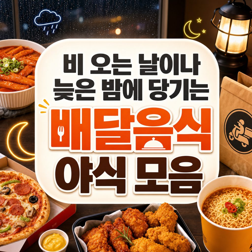 비 오는 날이나 늦은 밤에 당기는 배달음식 야식 모음