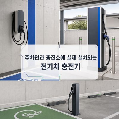 주차면과 충전소에 실제 설치되는 전기차 충전기