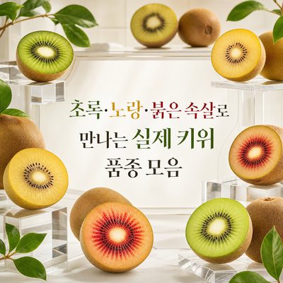 A Collection of Actual Kiwi Varieties with Green, Yellow, and Red Flesh