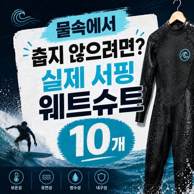 물속에서 춥지 않으려면? 실제 서핑 웨트슈트 10개