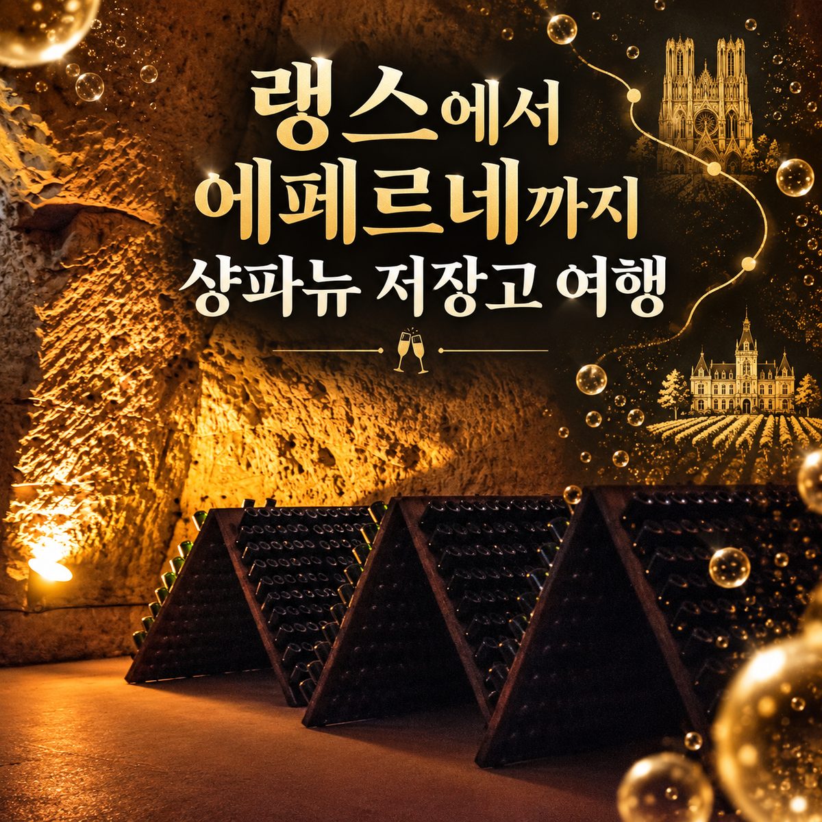 랭스에서 에페르네까지 샹파뉴 저장고 여행