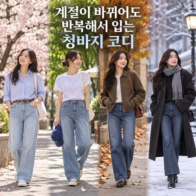 계절이 바뀌어도 반복해서 입는 청바지 코디