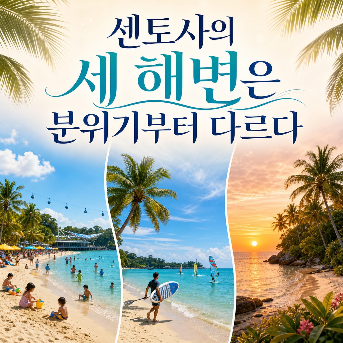센토사의 세 해변은 분위기부터 다르다