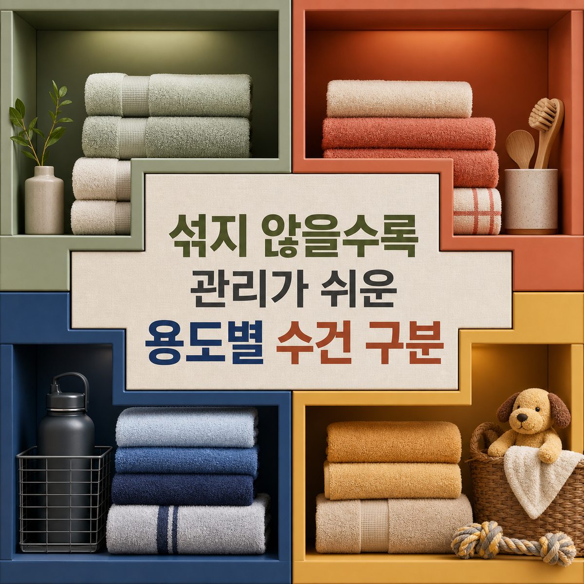 섞지 않을수록 관리가 쉬운 용도별 수건 구분