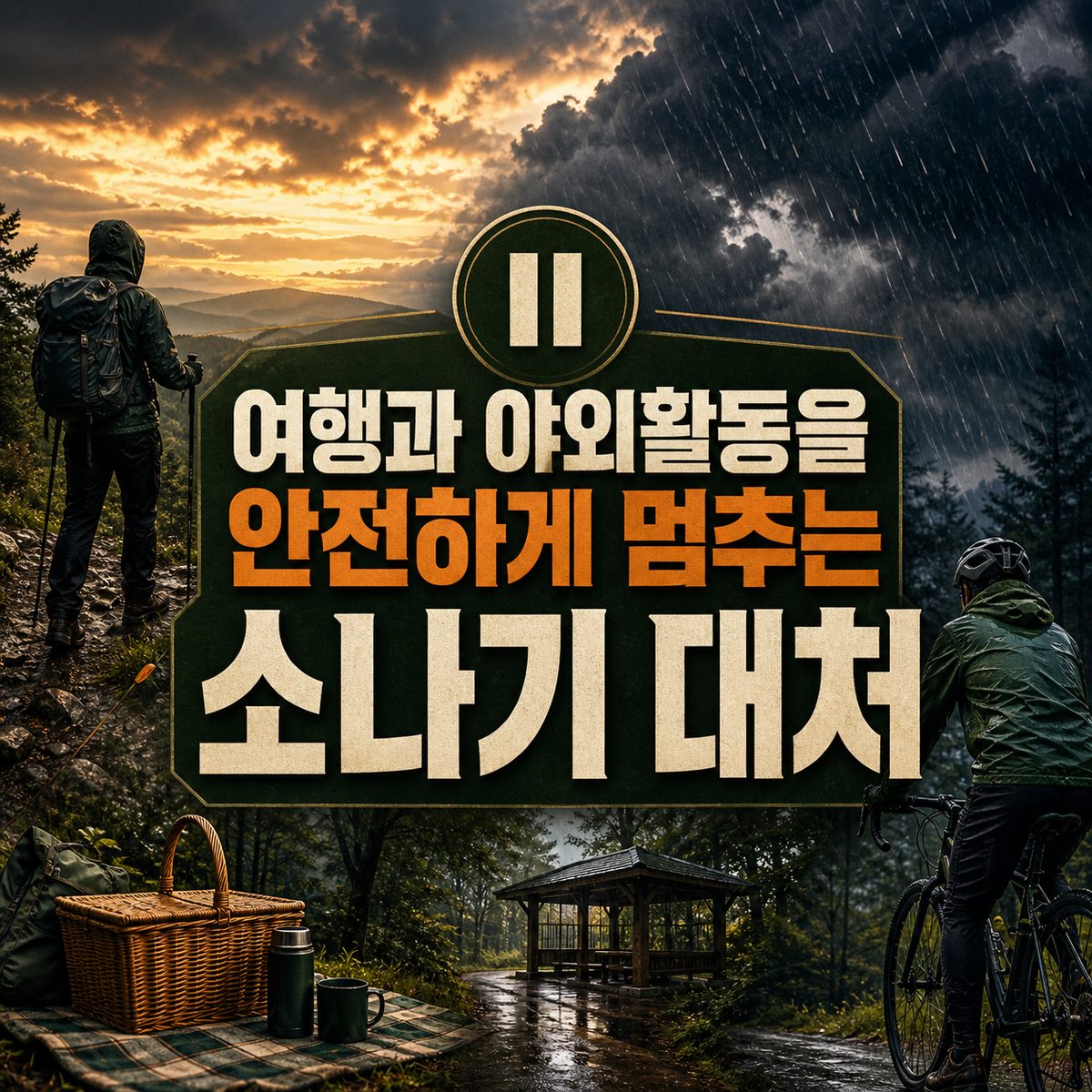 여행과 야외활동을 안전하게 멈추는 소나기 대처
