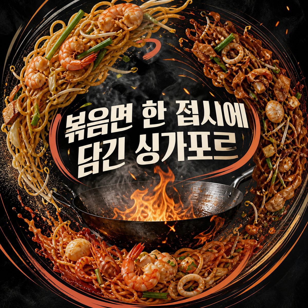 볶음면 한 접시에 담긴 싱가포르