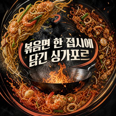 볶음면 한 접시에 담긴 싱가포르