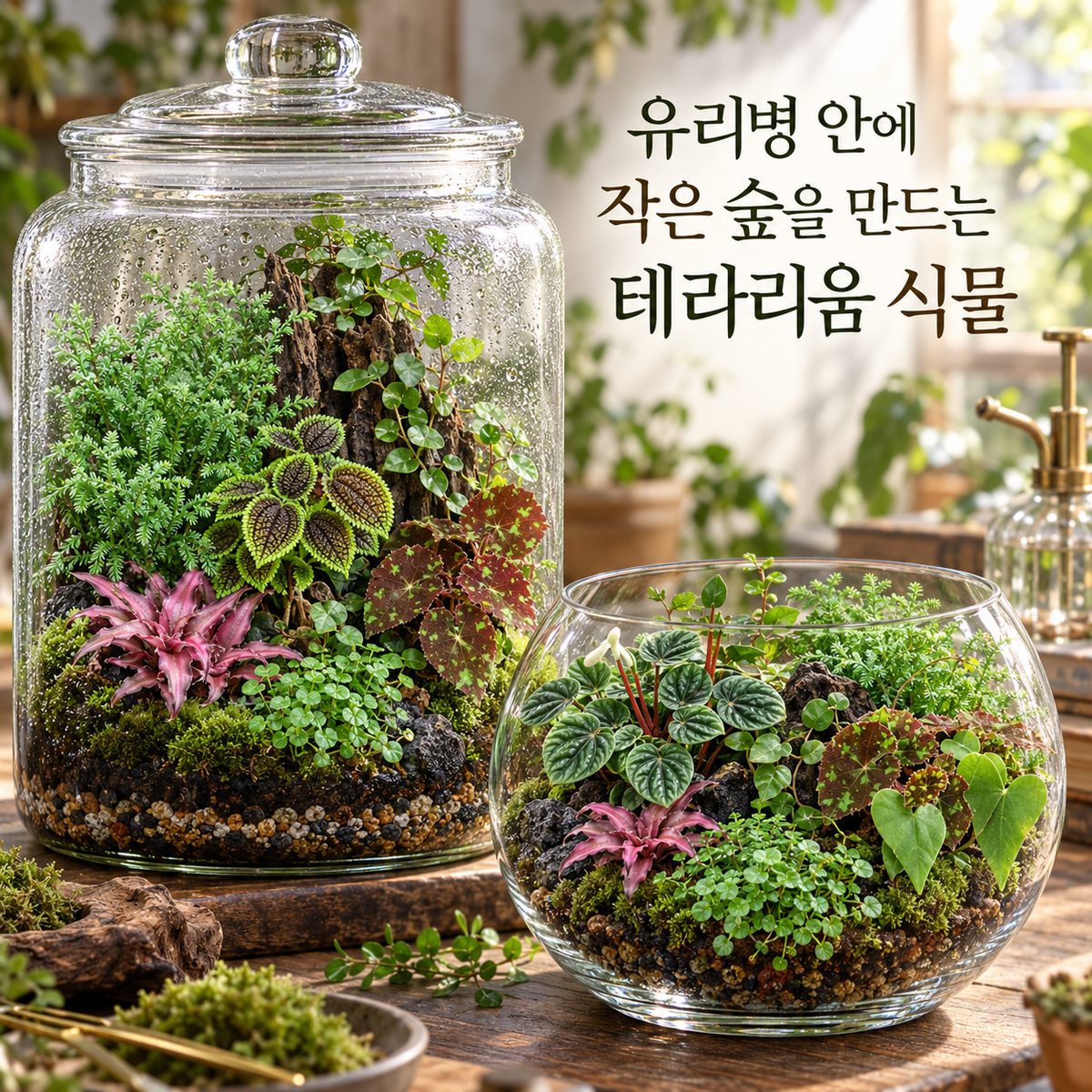 유리병 안에 작은 숲을 만드는 테라리움 식물
