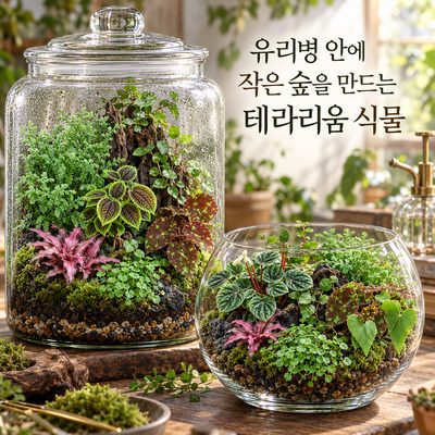 유리병 안에 작은 숲을 만드는 테라리움 식물