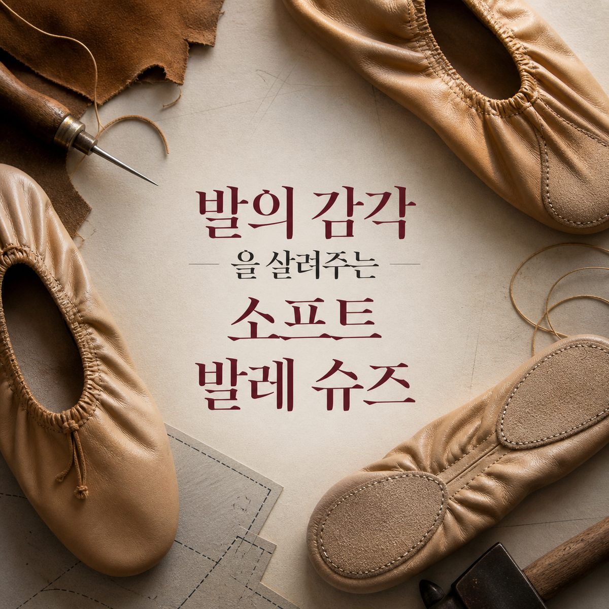 발의 감각을 살려주는 소프트 발레 슈즈