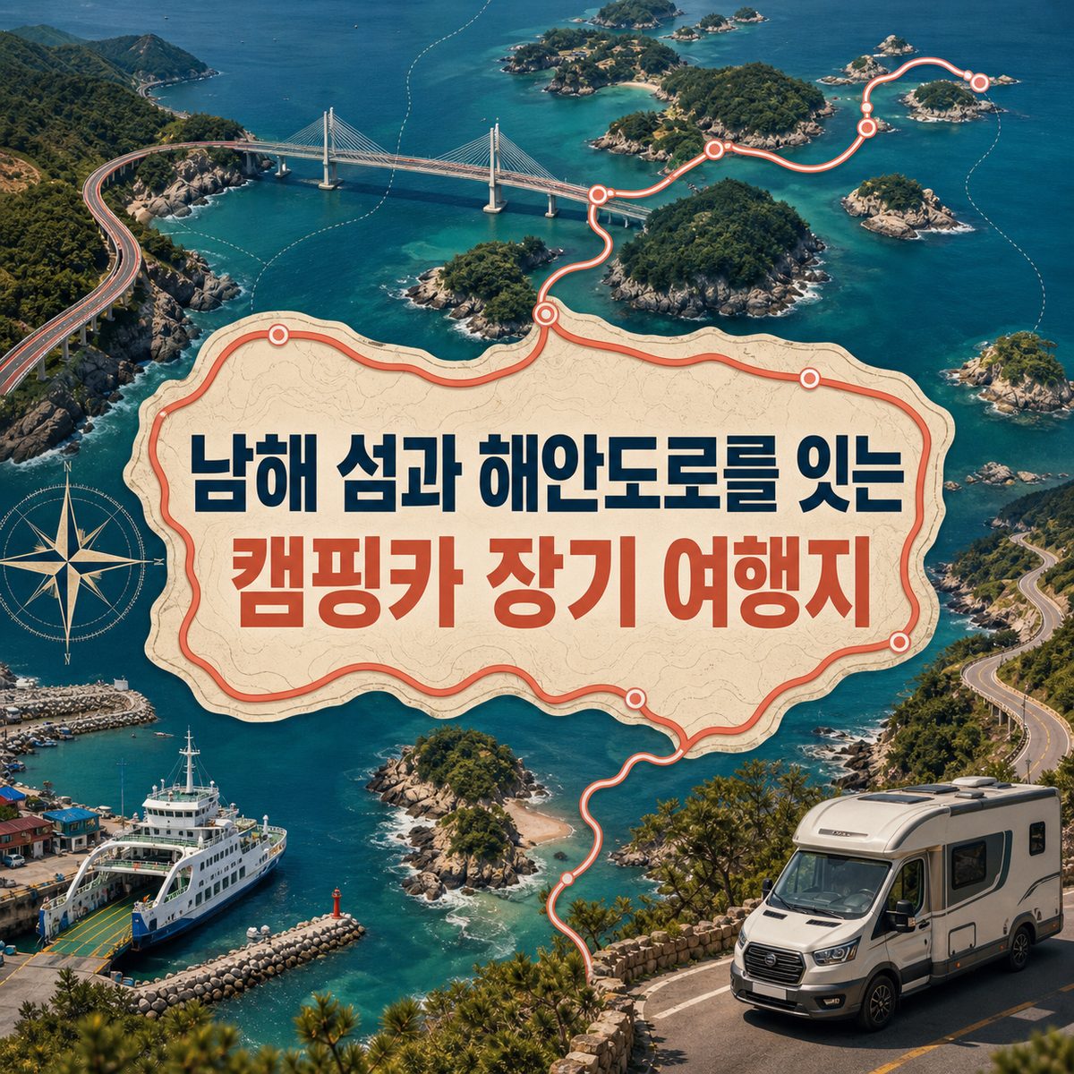 남해 섬과 해안도로를 잇는 캠핑카 장기 여행지