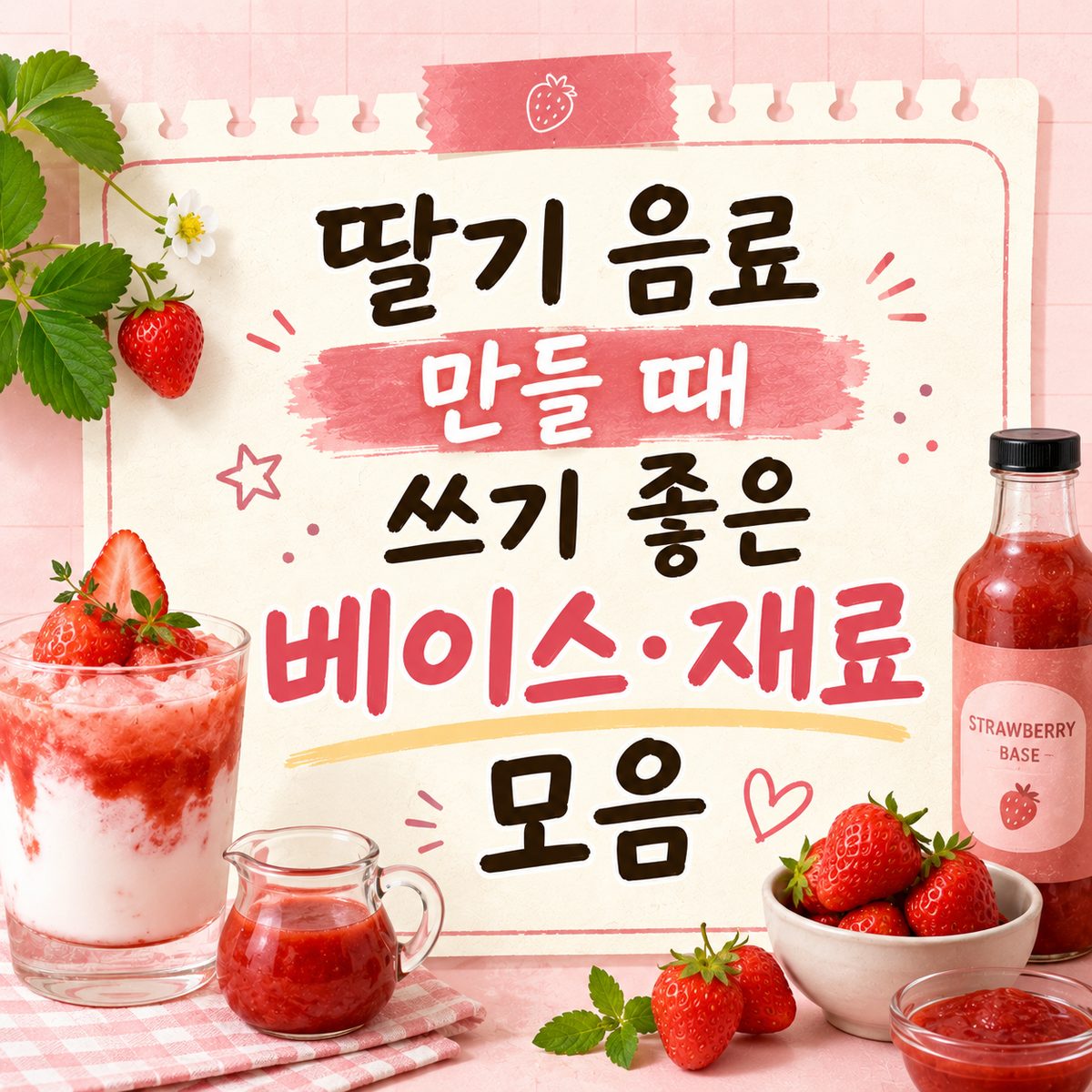 딸기 음료 만들 때 쓰기 좋은 베이스·재료 모음