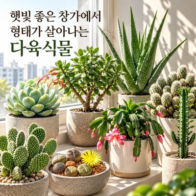 햇빛 좋은 창가에서 형태가 살아나는 다육식물