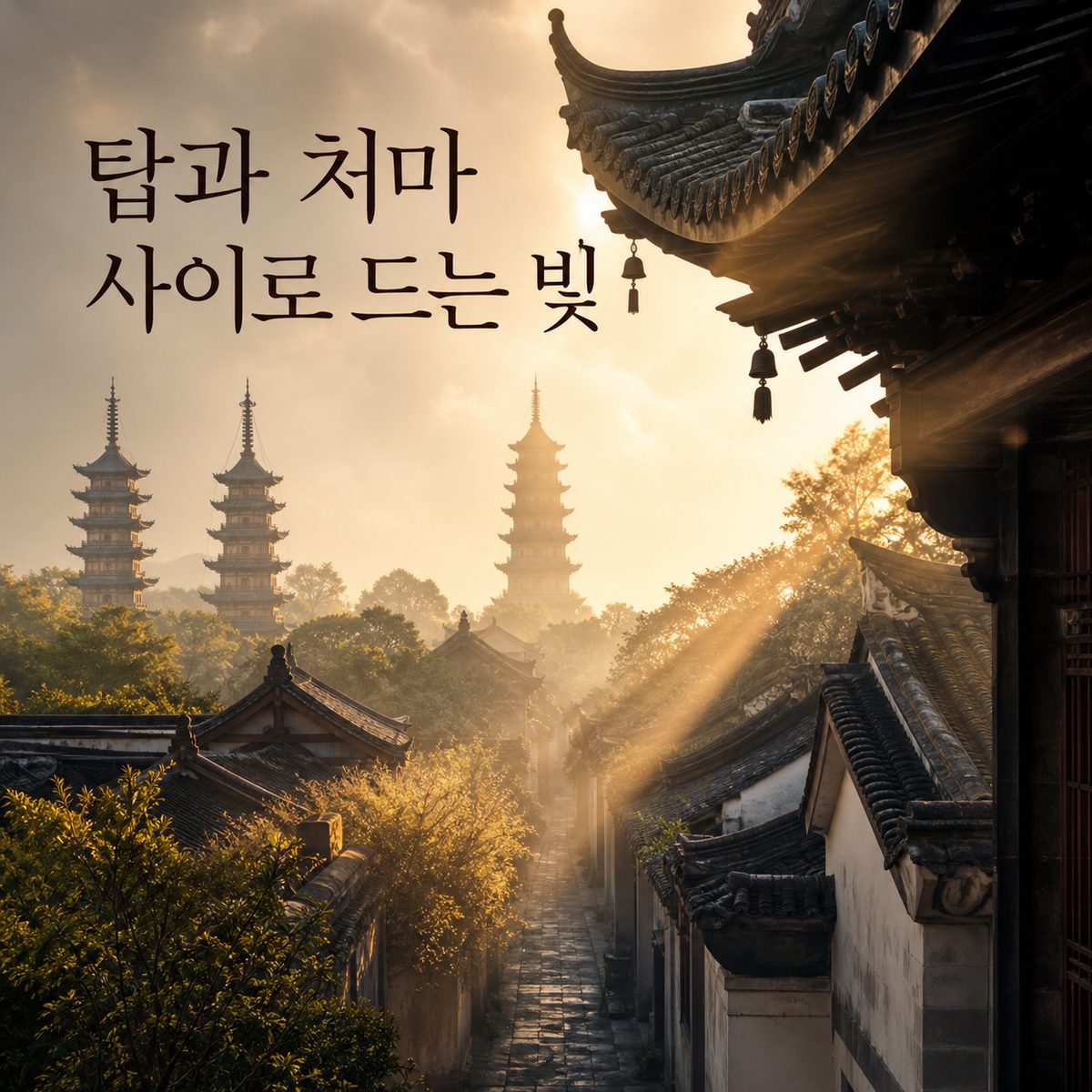 탑과 처마 사이로 빛이 드는 쑤저우