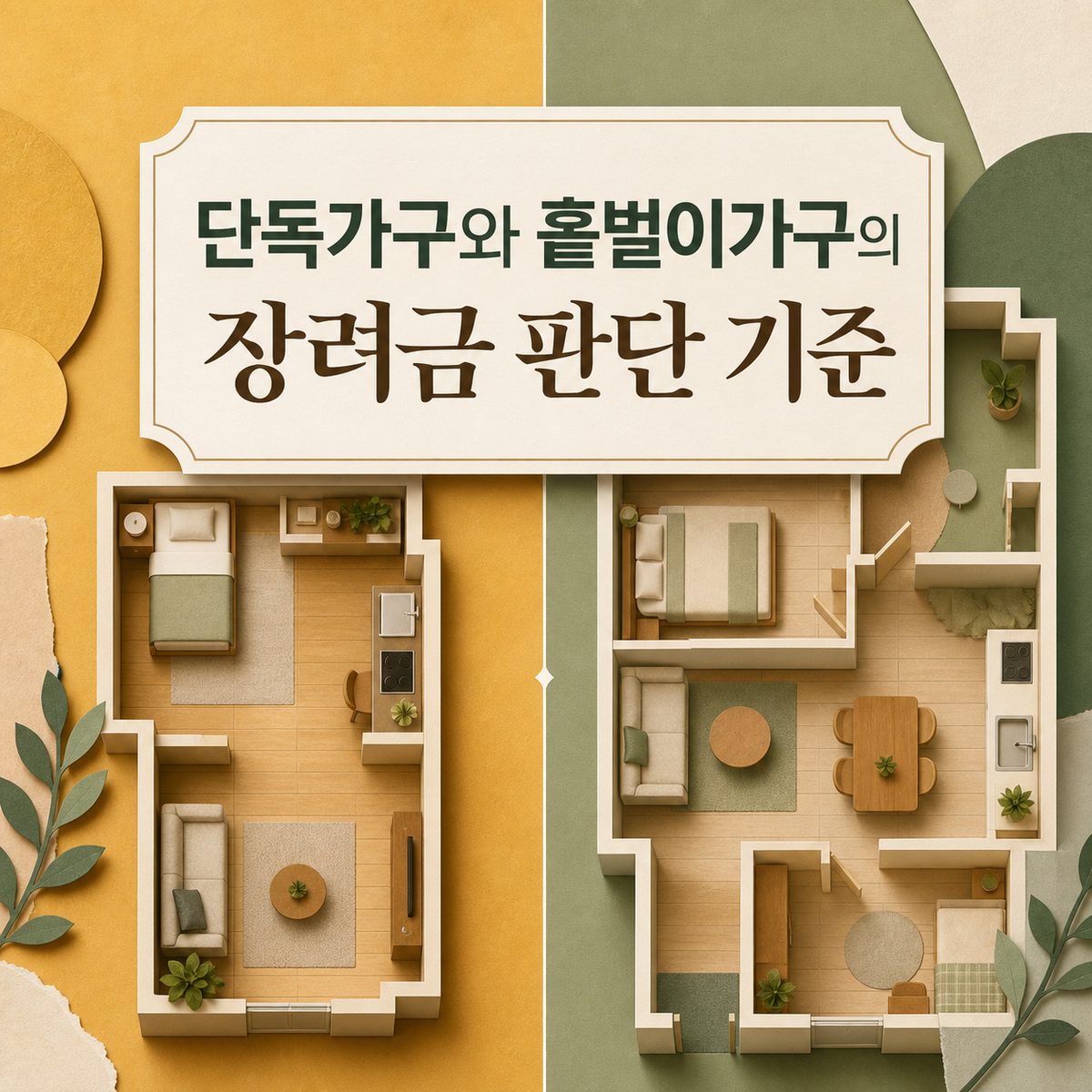단독가구와 홑벌이가구의 장려금 판단 기준