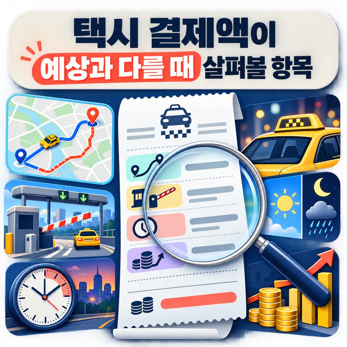 택시 결제액이 예상과 다를 때 살펴볼 항목
