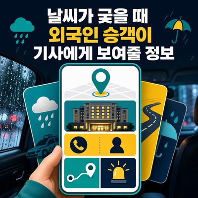 날씨가 궂을 때 외국인 승객이 기사에게 보여줄 정보