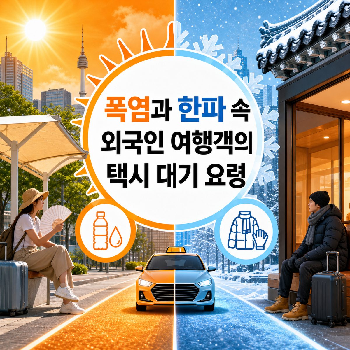 폭염과 한파 속 외국인 여행객의 택시 대기 요령