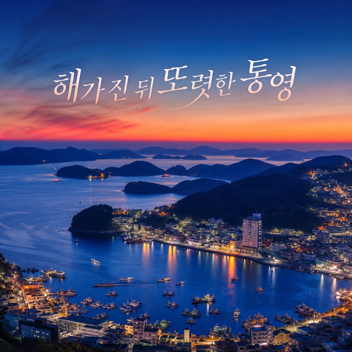 해가 진 뒤 더 또렷해지는 통영의 바다와 야경
