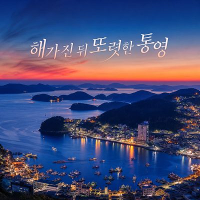 해가 진 뒤 더 또렷해지는 통영의 바다와 야경