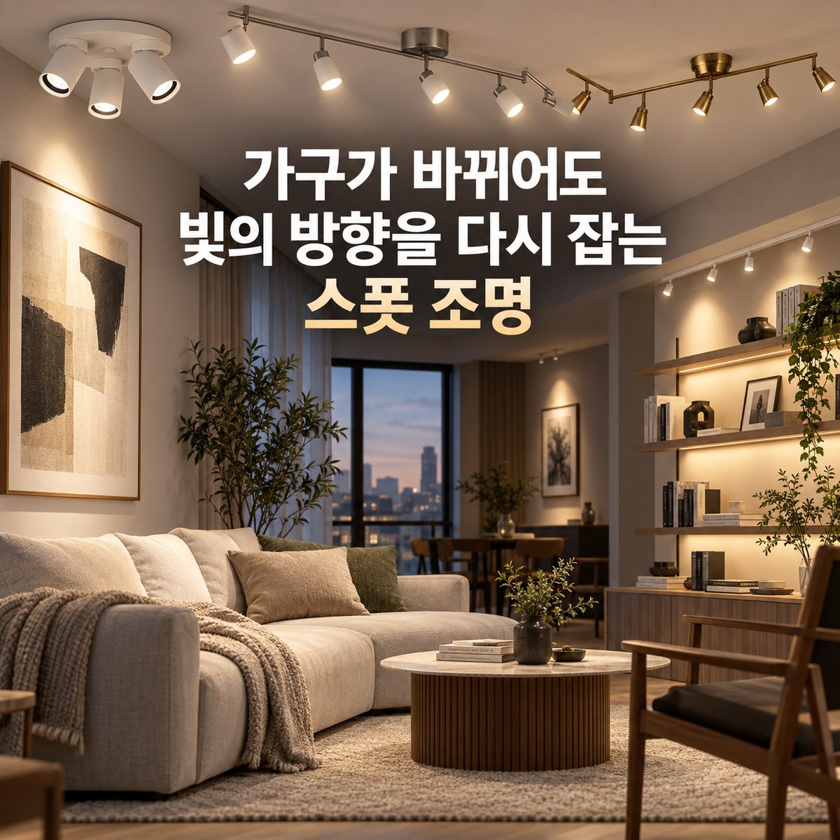 가구가 바뀌어도 빛의 방향을 다시 잡는 스폿 조명