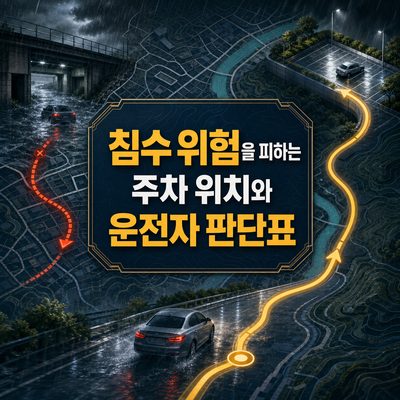 침수 위험을 피하는 주차 위치와 운전자 판단표