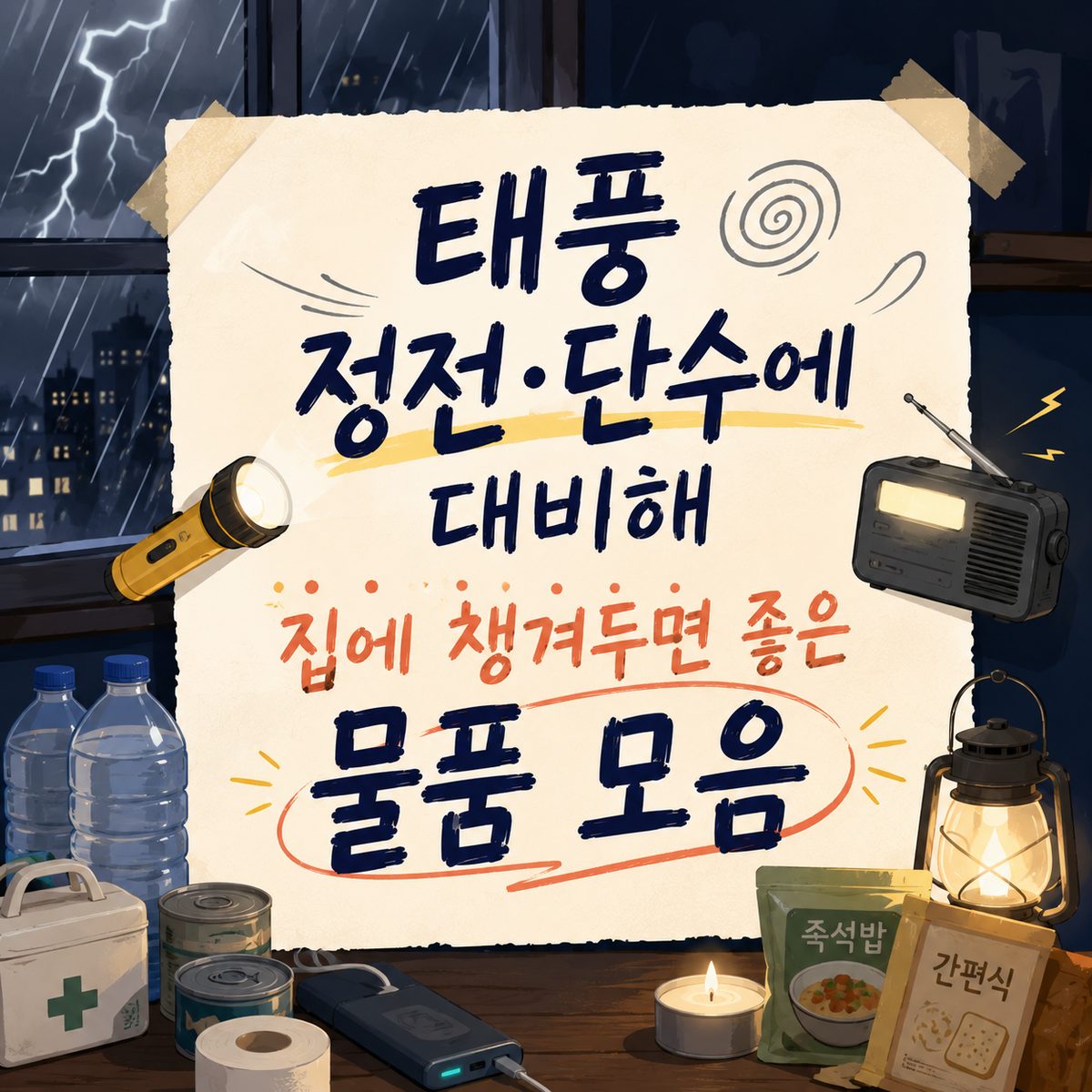 태풍 정전·단수에 대비해 집에 챙겨두면 좋은 물품 모음