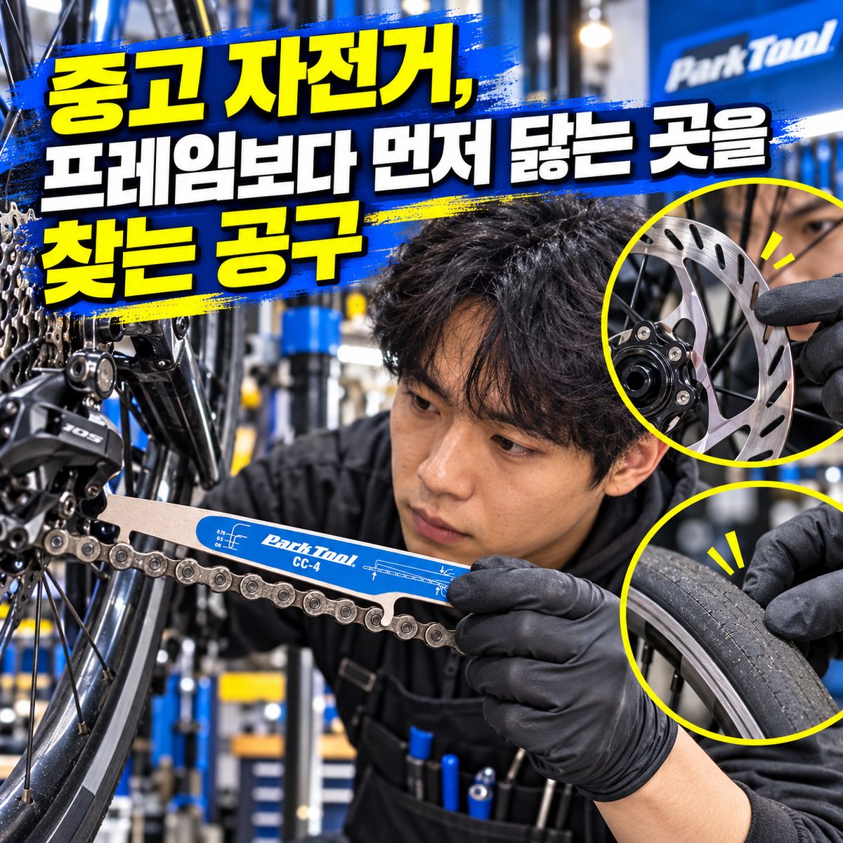 중고 자전거, 프레임보다 먼저 닳는 곳을 찾는 공구