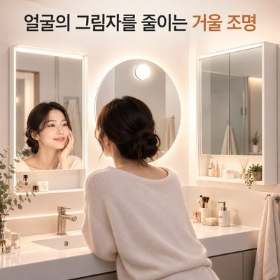 얼굴의 그림자를 줄이는 거울 조명