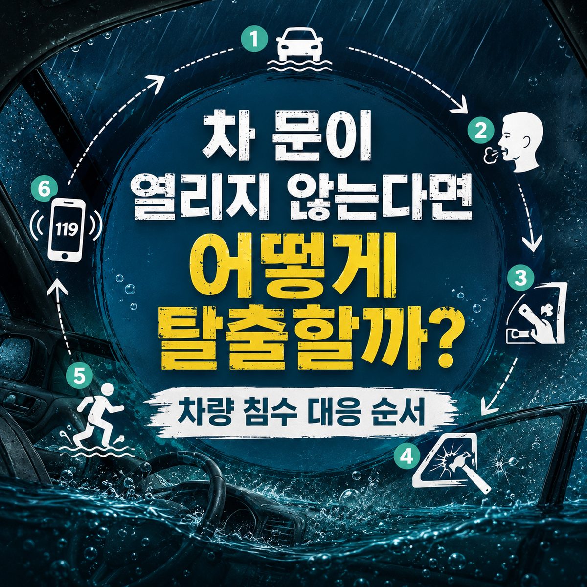 차 문이 열리지 않는다면 어떻게 탈출할까? 차량 침수 대응 순서