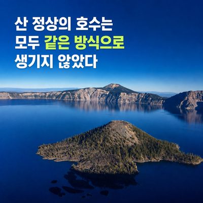 산 정상의 호수는 모두 같은 방식으로 생기지 않았다