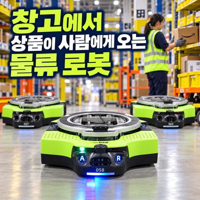 창고에서 상품이 사람에게 오는 물류 로봇