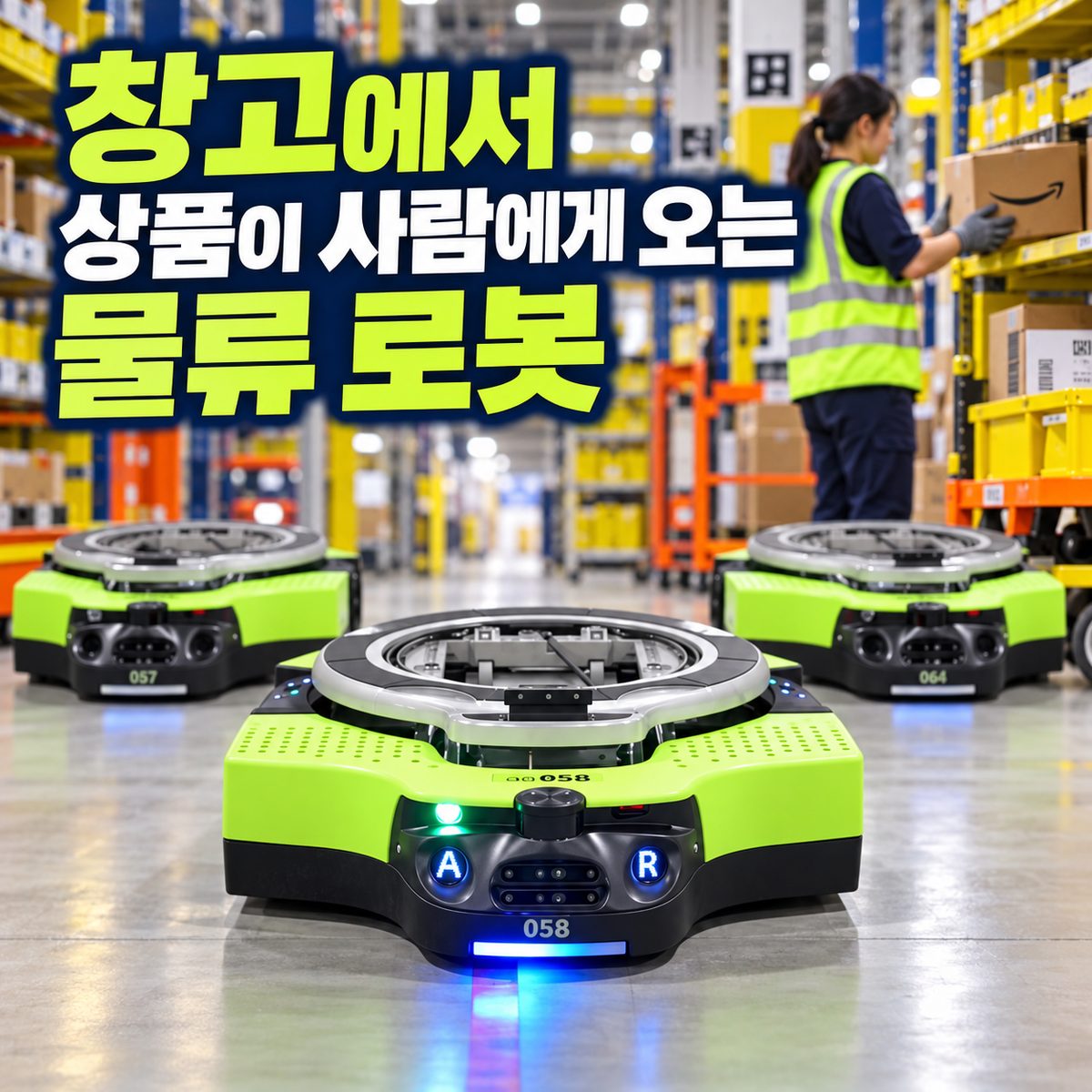 창고에서 상품이 사람에게 오는 물류 로봇