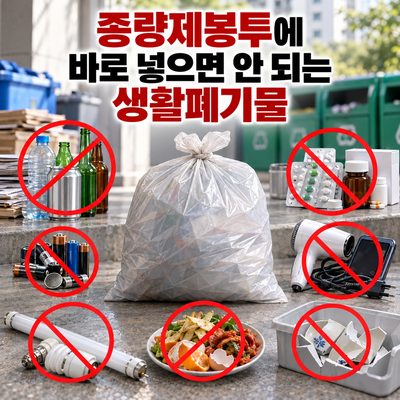 종량제봉투에 바로 넣으면 안 되는 생활폐기물