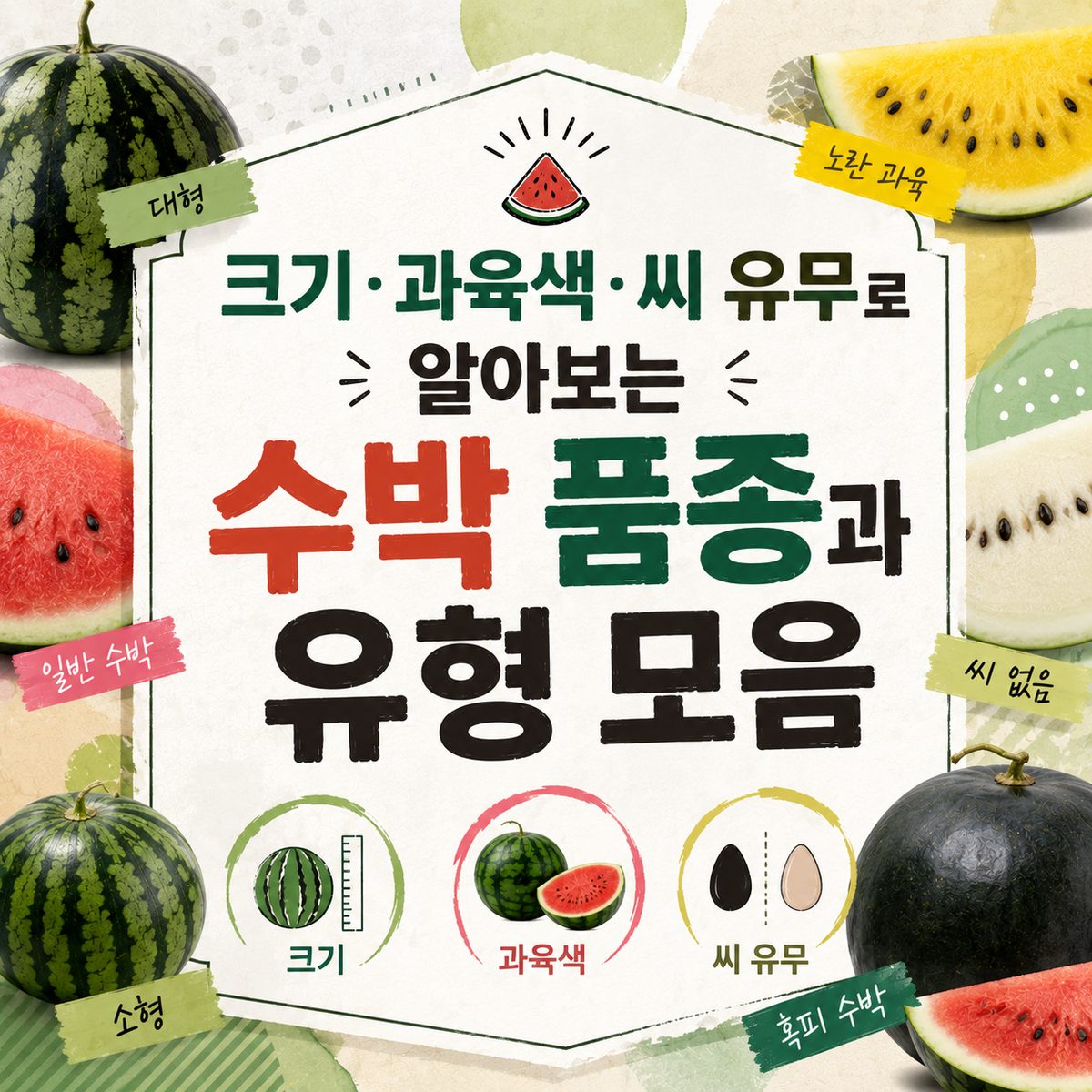 크기·과육색·씨 유무로 알아보는 수박 품종과 유형 모음