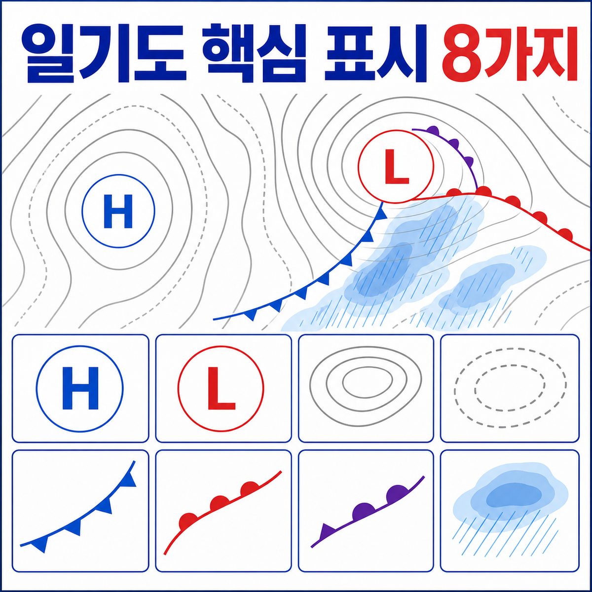 일기도에서 고기압·전선을 읽는 핵심 표시 8가지