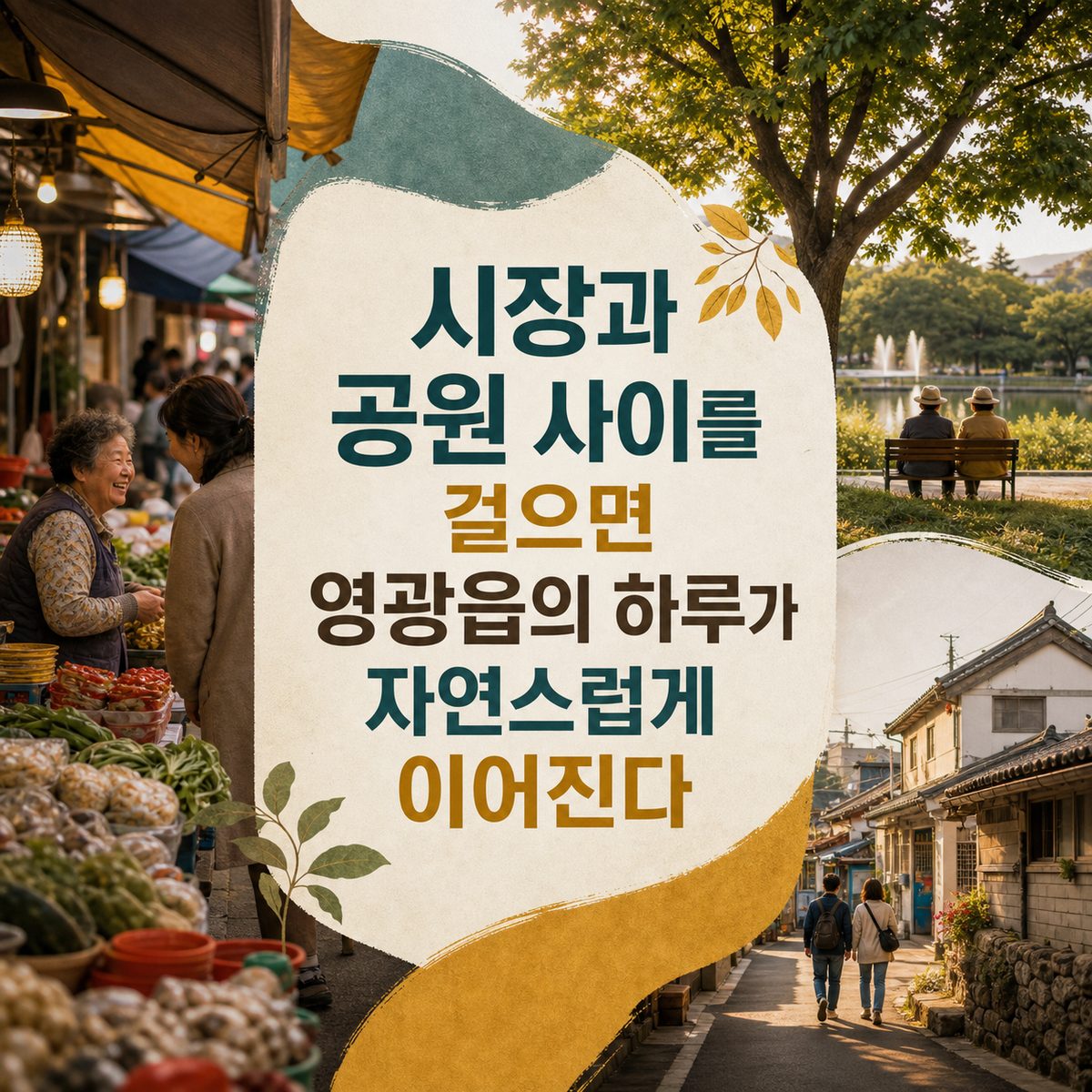 市場と公園の間を歩けば、英光邑の日常が自然に続いていく