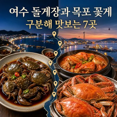 여수 돌게장과 목포 꽃게 음식을 구분해 맛보는 7곳