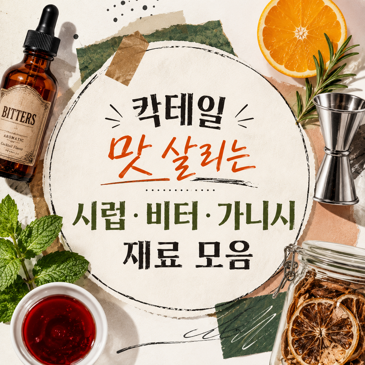 홈바 칵테일 맛을 살리는 시럽·비터·가니시 재료 정리