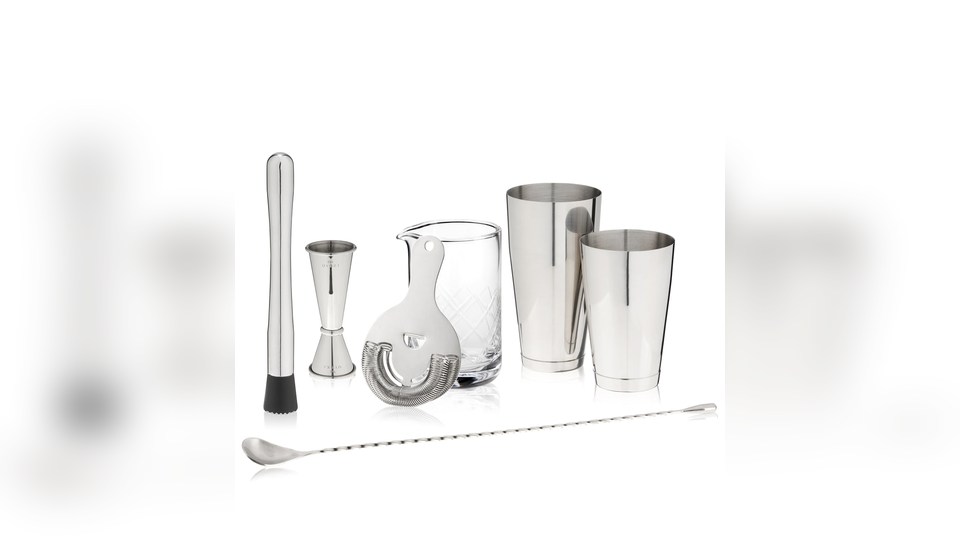 Viski 7-Piece Stainless Steel Barware Set