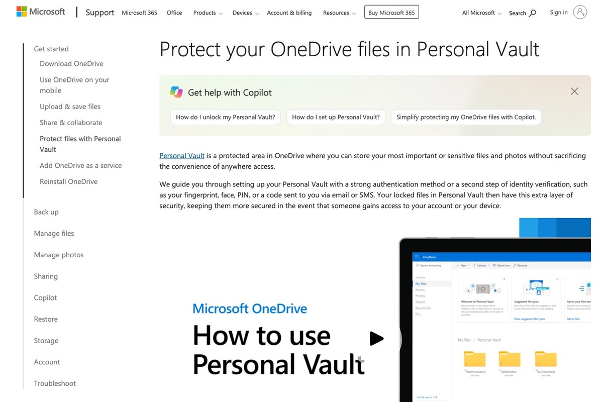 OneDrive Personal Vault