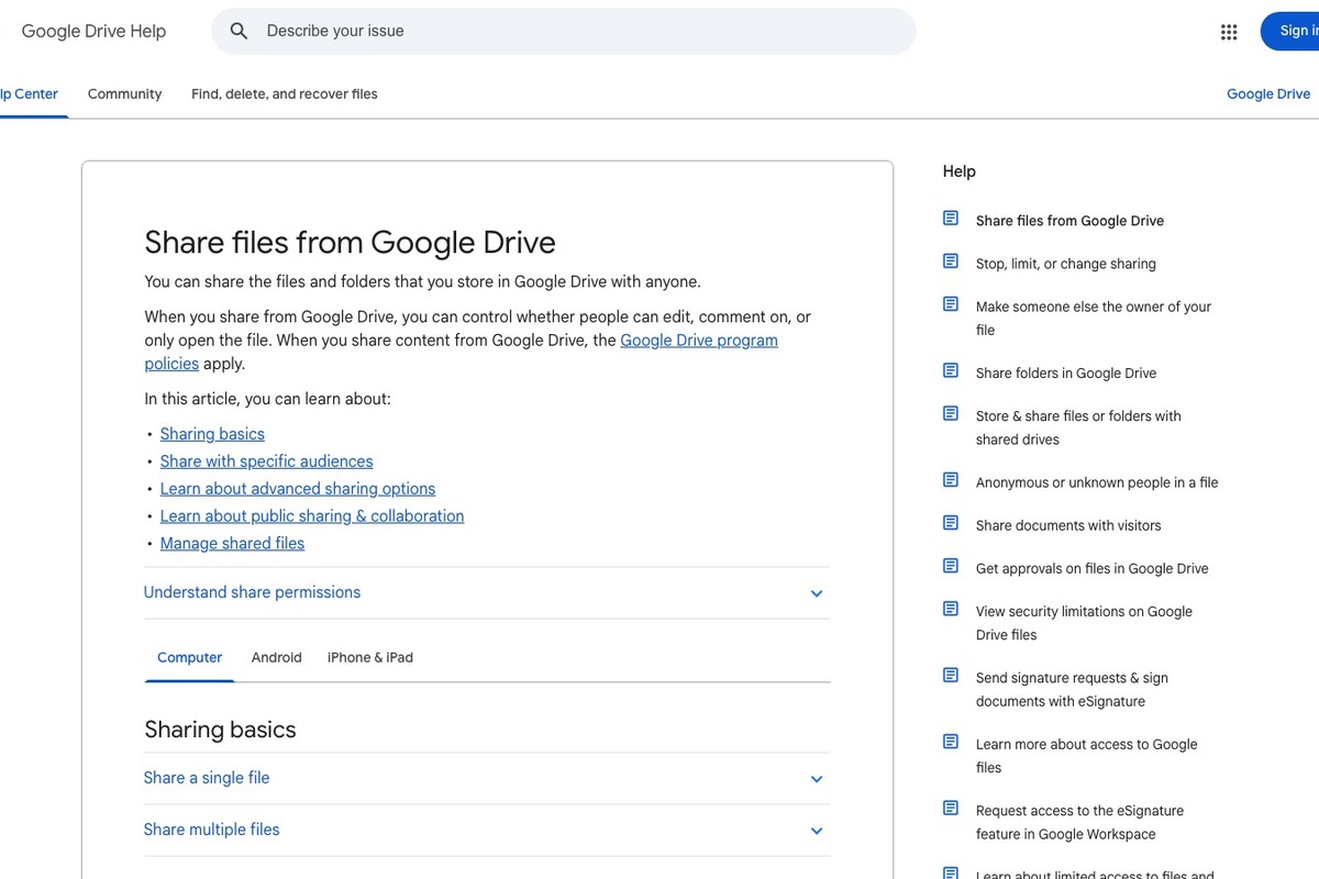 Google Drive 大容量ファイル共有