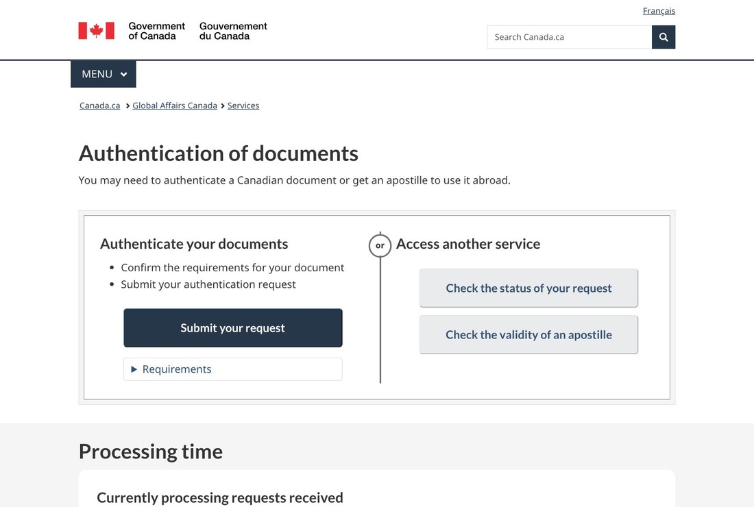 캐나다 Authentication of documents