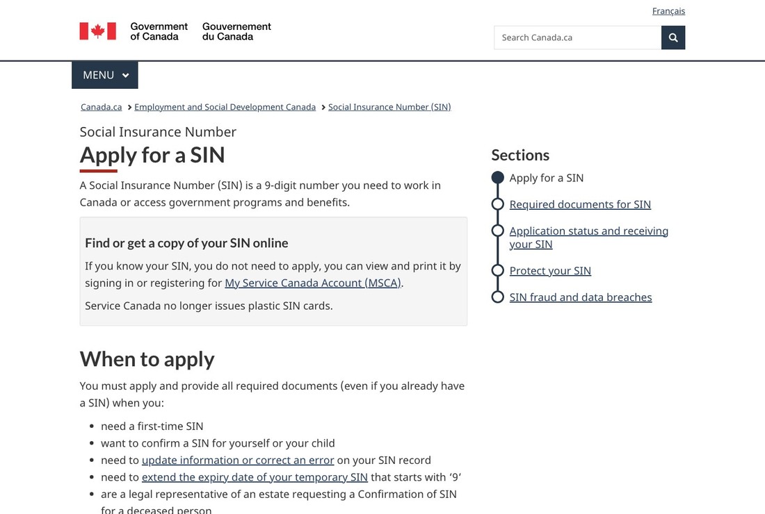 カナダ Social Insurance Number