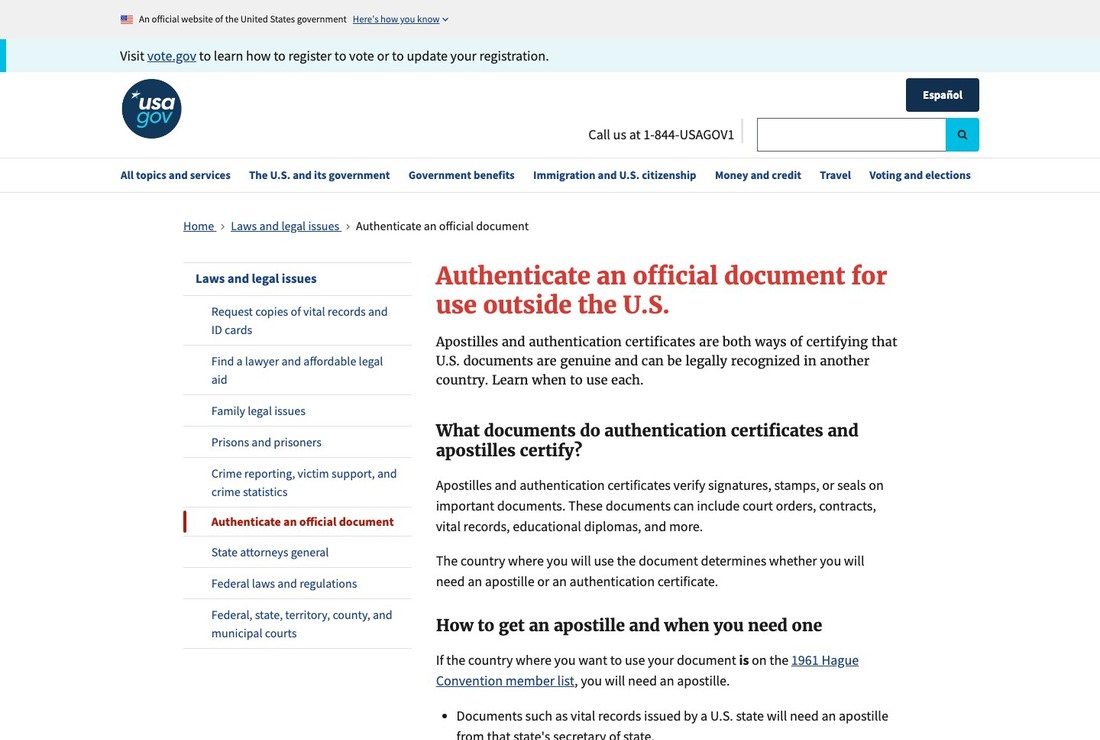 미국 국무부 Authentication Services