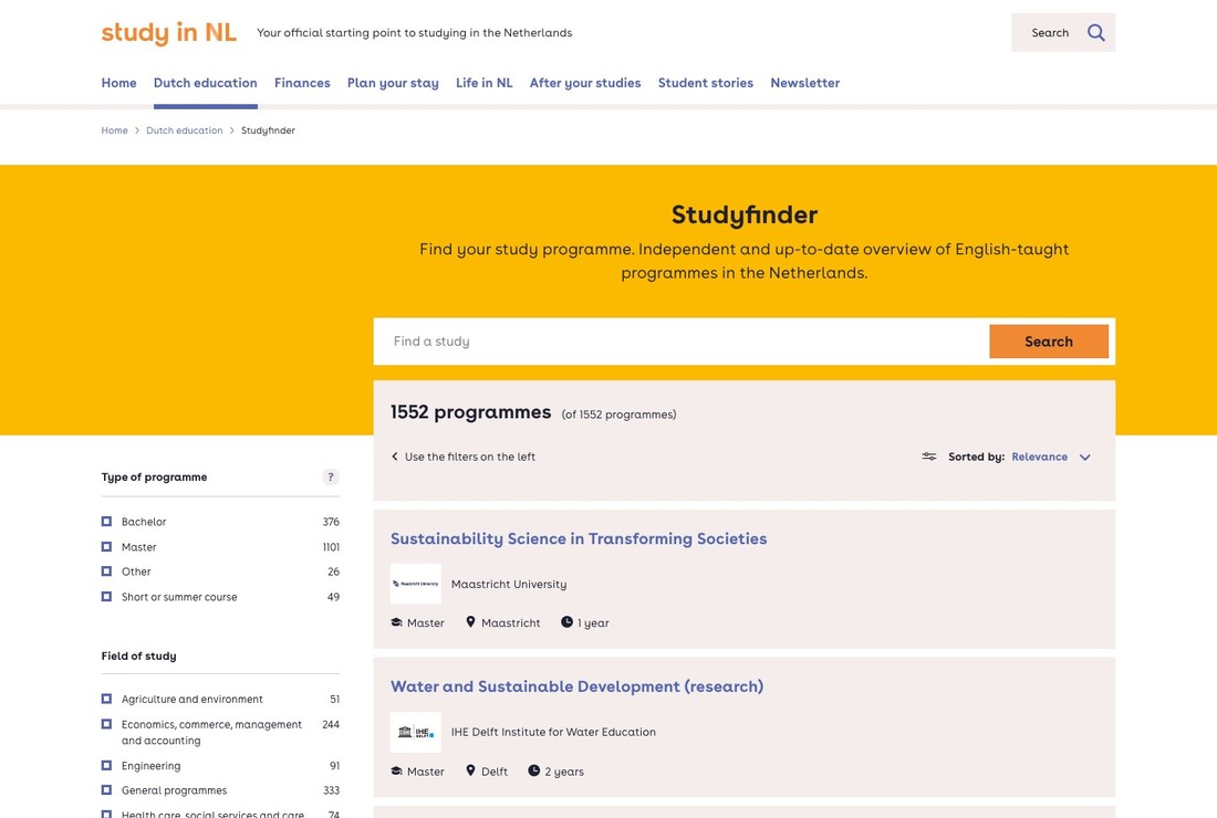 Study in NL Studyfinder