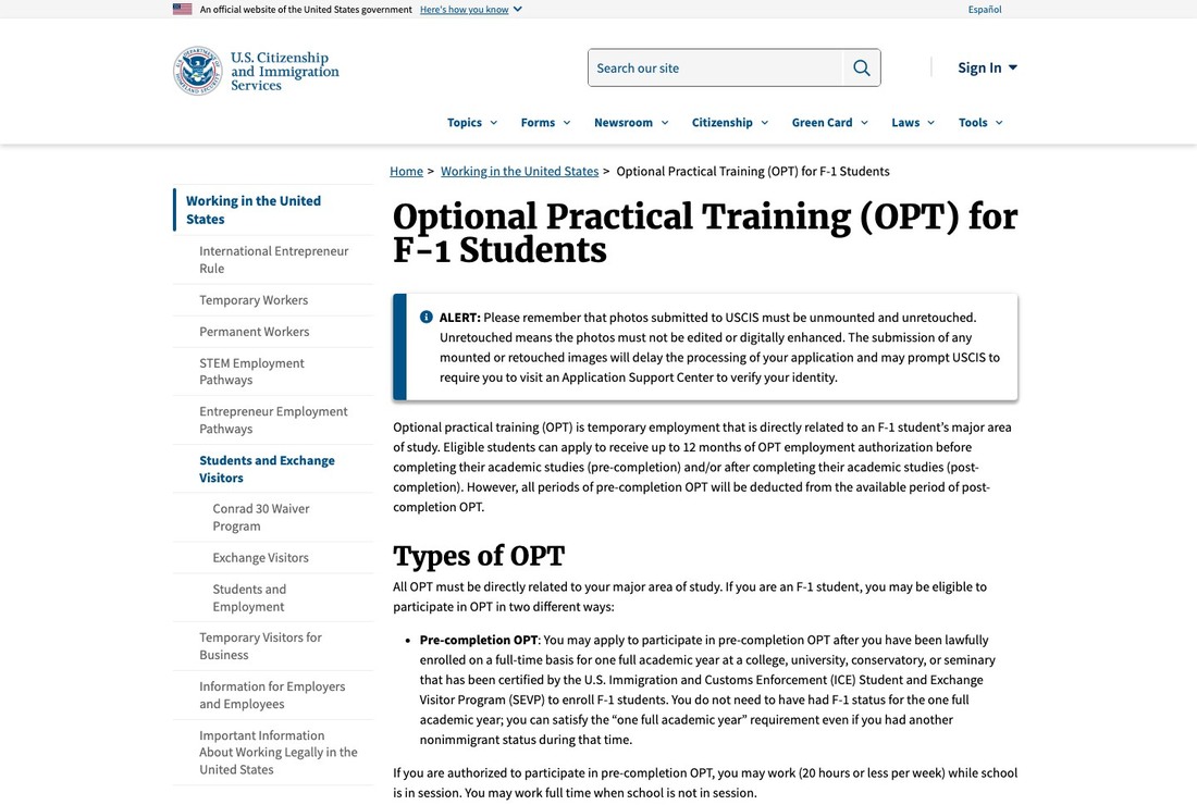 アメリカ Optional Practical Training
