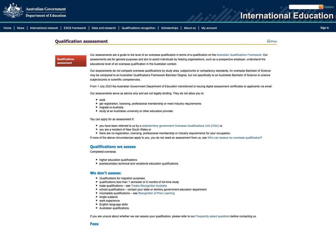 Australian qualification assessment